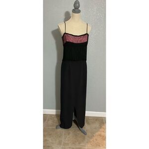 Lili Ann Women's Vintage 60's Sleeveless Dress Black & Pink Scarf Medium